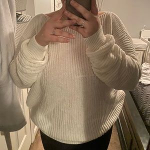 Off the shoulder white sweater